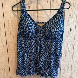 Croft & Barrow Blue and White Polka Dot Camisole